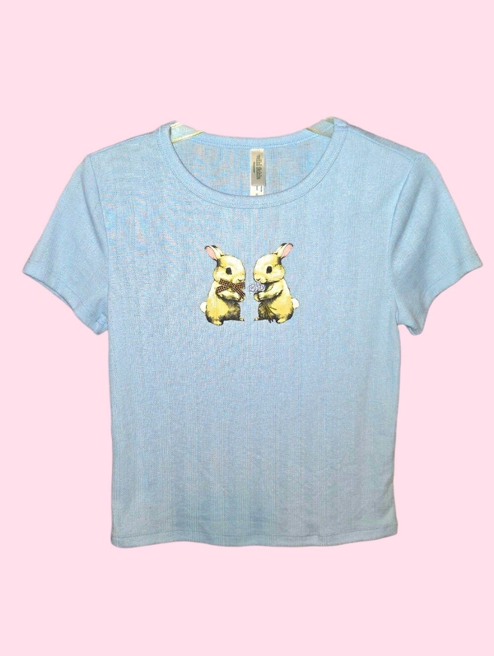 NWT Light Blue Bunny Twin Graphic Tee Size SMALL